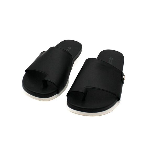 Cristeena Womens Faux Leather Embellished Slide Sandals - Picture 6 of 8